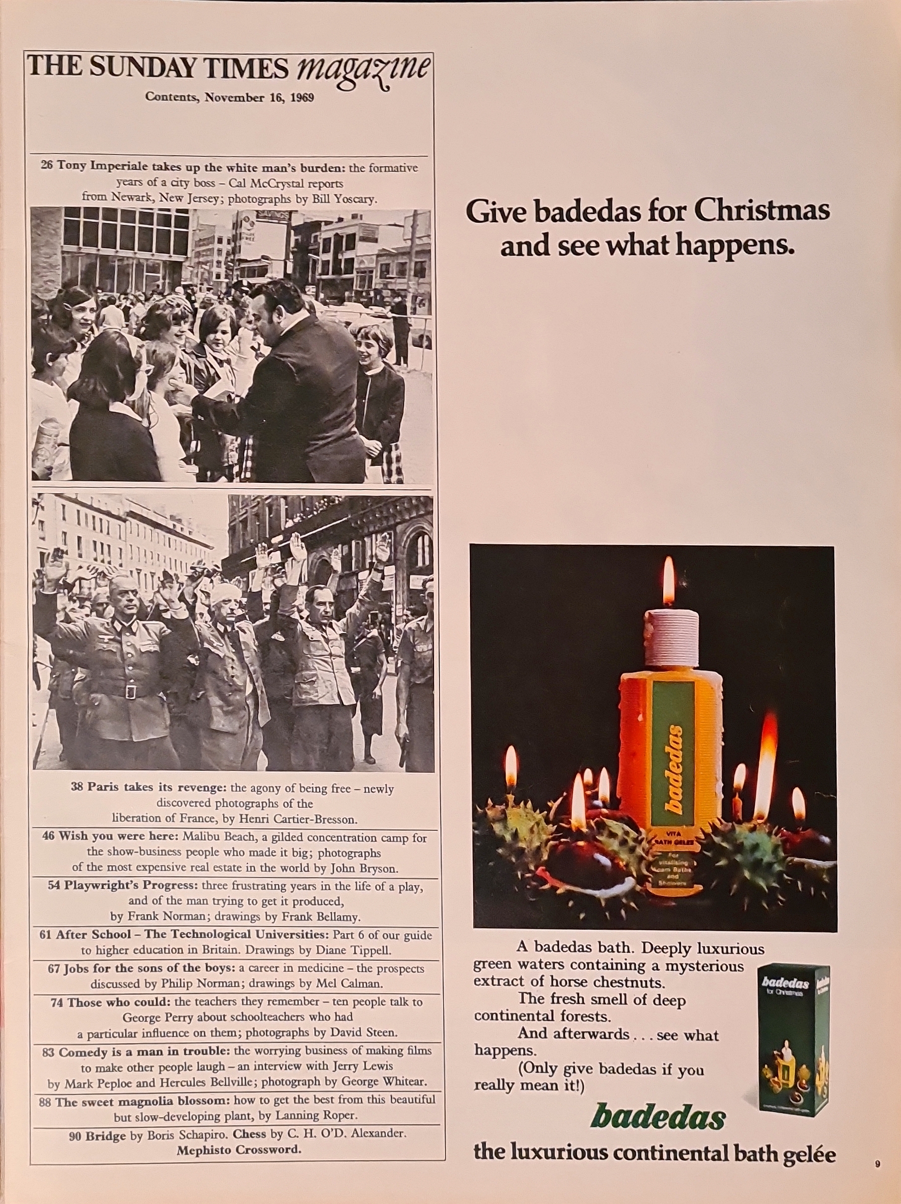Vintage Sunday Times Magazine November 16th 1969 (cut out) - Image 2