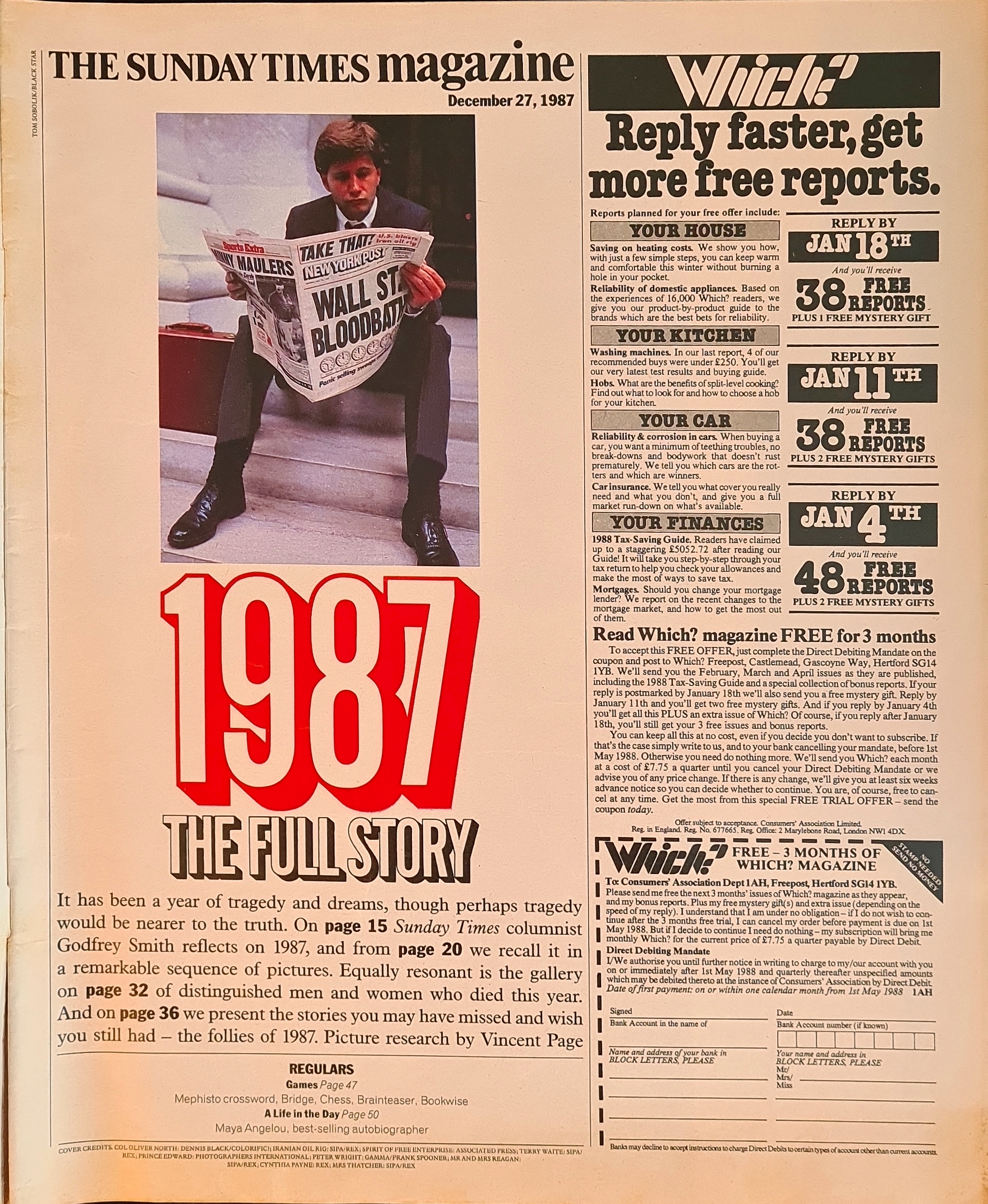 Vintage Sunday Times Magazine December 27th 1987 - Image 2